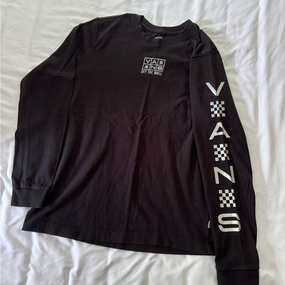 Vans Graphic Black & Iridescent Silver Long Sleeve Medium Tee-Shirt